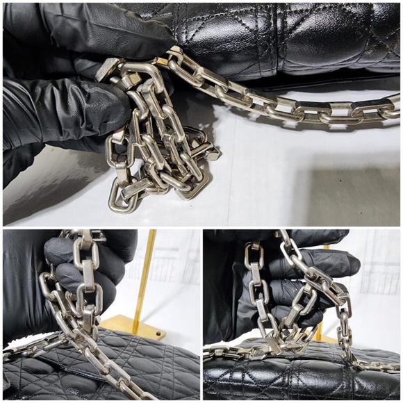 Authentic CHRISTIAN DIOR Lambskin Cannage Medium Miss Dior Flap Shoulder Bag Bla - Picture 6 of 16